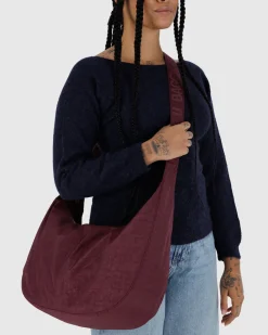 Baggu Large Nylon Crescent Bag w/ Key Leash - Mahogany Hot