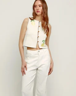 Another Girl Lemon Embroidered Knit Vest Discount
