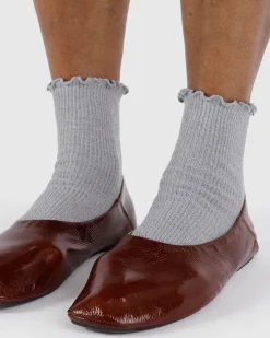 Baggu Lettuce Edge Sock Set Of 2 - Heather Grey & Black Sale