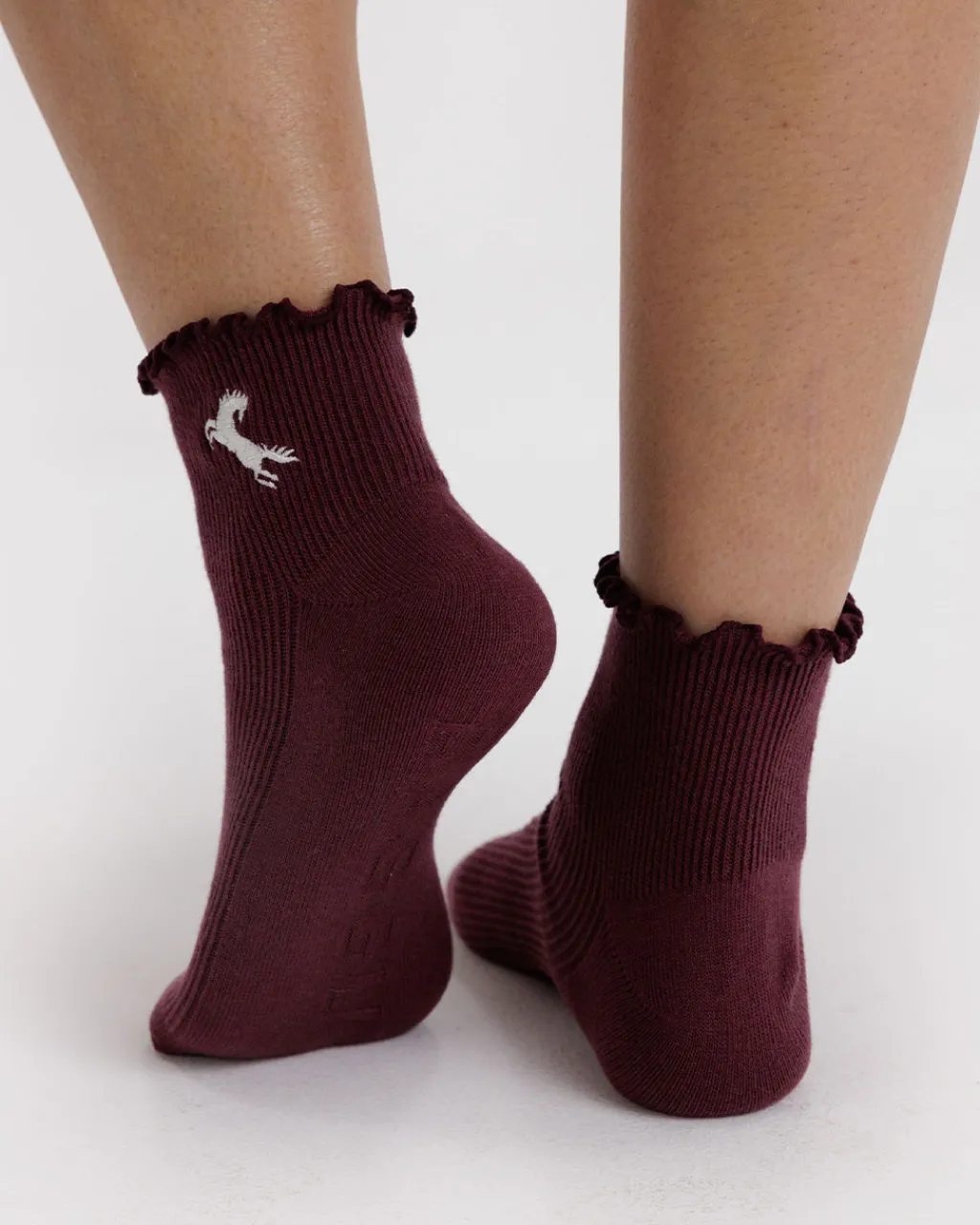 Baggu Lettuce Edge Sock Set Of 2 - Mahogany & Navy Icons Clearance