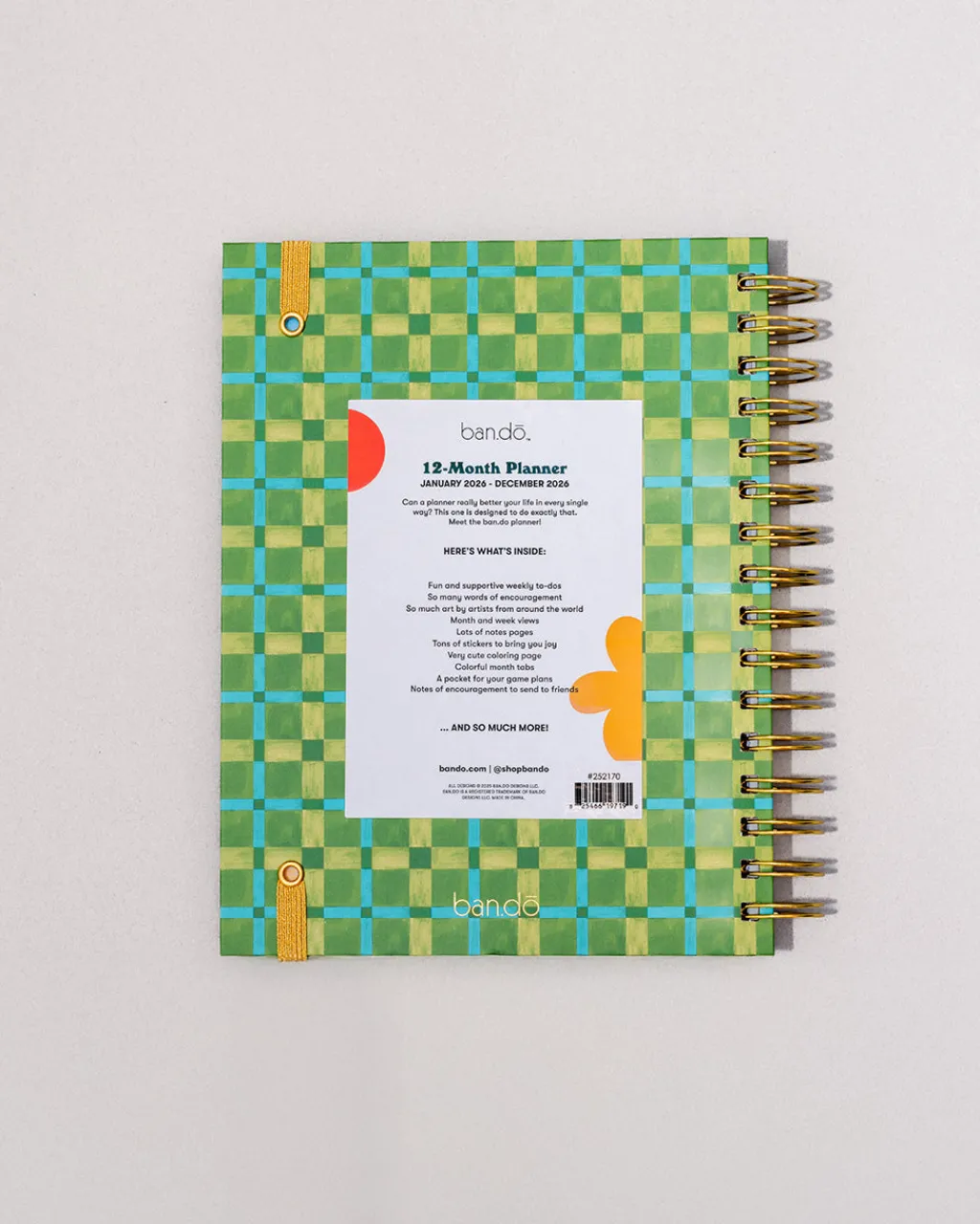 ban.do Medium 12-Month Annual Planner - Green Plaid Online