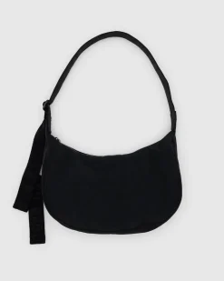 Baggu Medium Nylon Crescent Bag w/ Key Leash - Black New