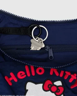 Baggu Medium Nylon Crescent Bag w/ Key Leash - Embroidered Hello Kitty & Teddy Hot