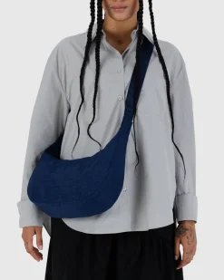 Baggu Medium Nylon Crescent Bag w/ Key Leash - Navy Best