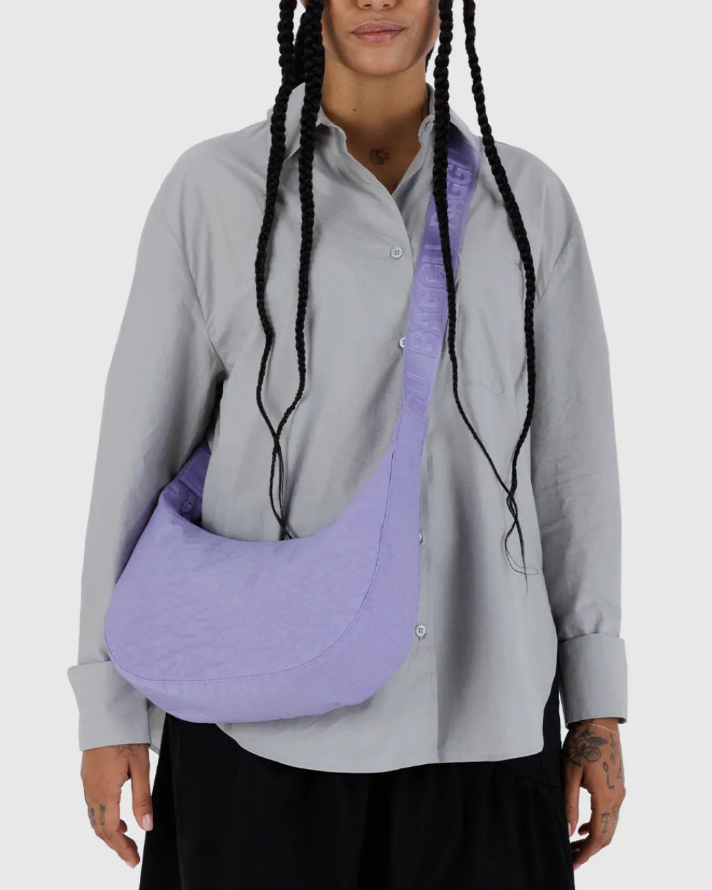 Baggu Medium Nylon Crescent Bag w/ Key Leash - Wisteria Hot