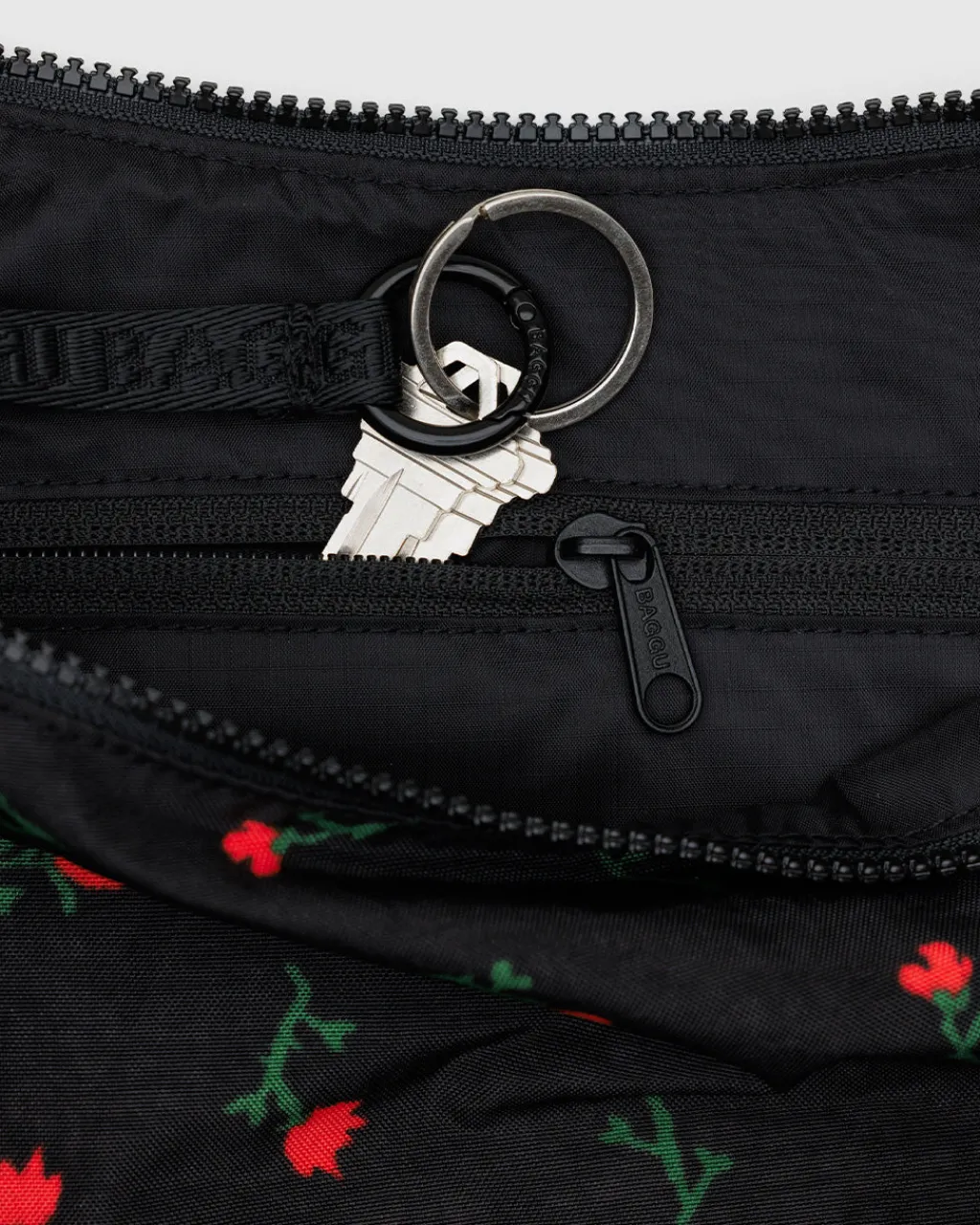 Baggu Medium Nylon Crescent Bag w/ Key Leash - Painted Wildflower Online