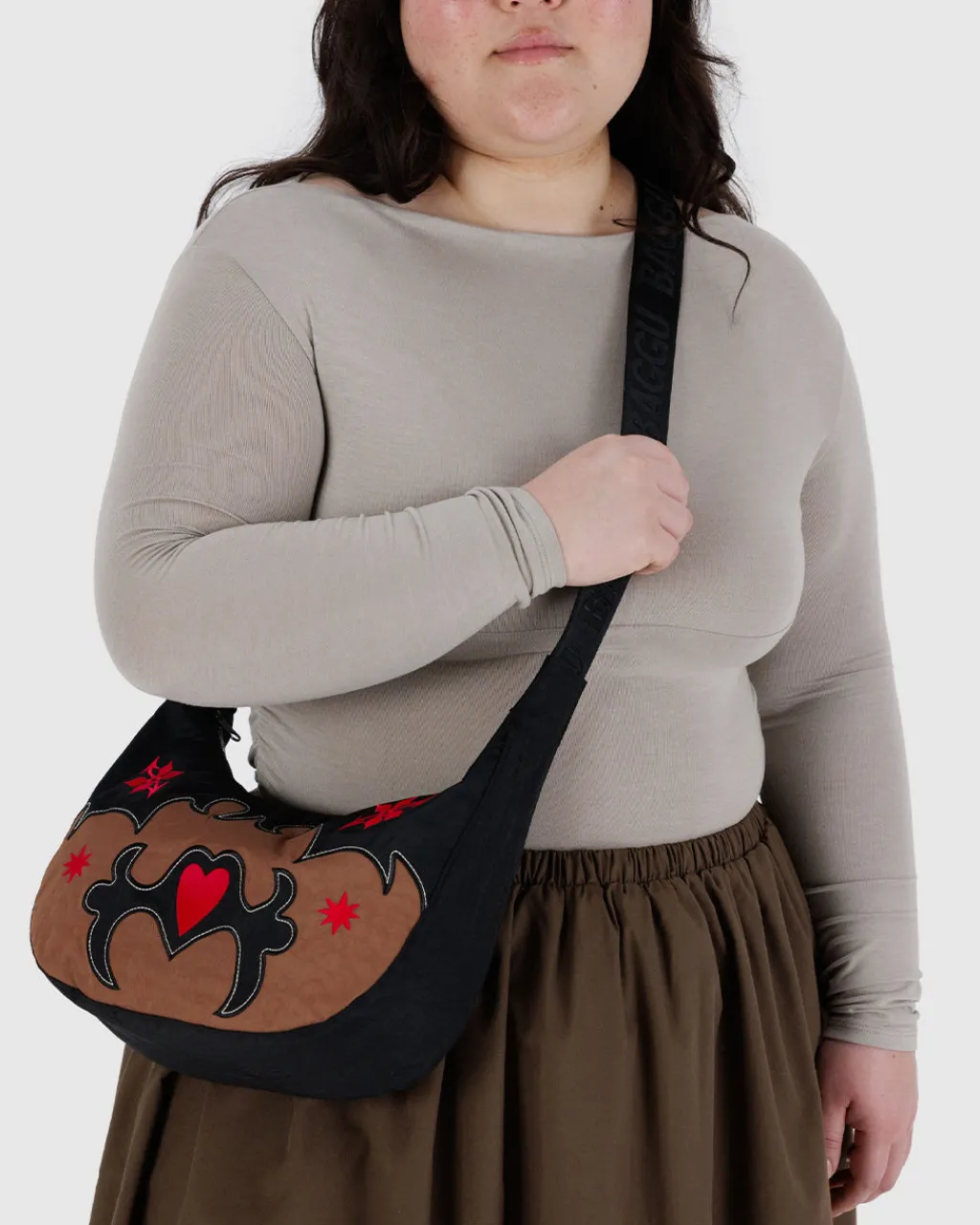 Baggu Medium Nylon Crescent Bag w/ Key Leash - Western Appliqué Online