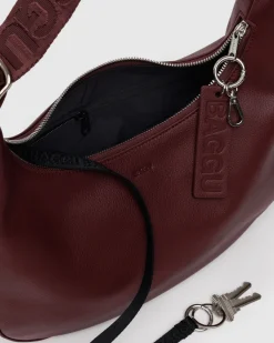Baggu Medium Recycled Leather Crescent Bag - Mahogany Clearance