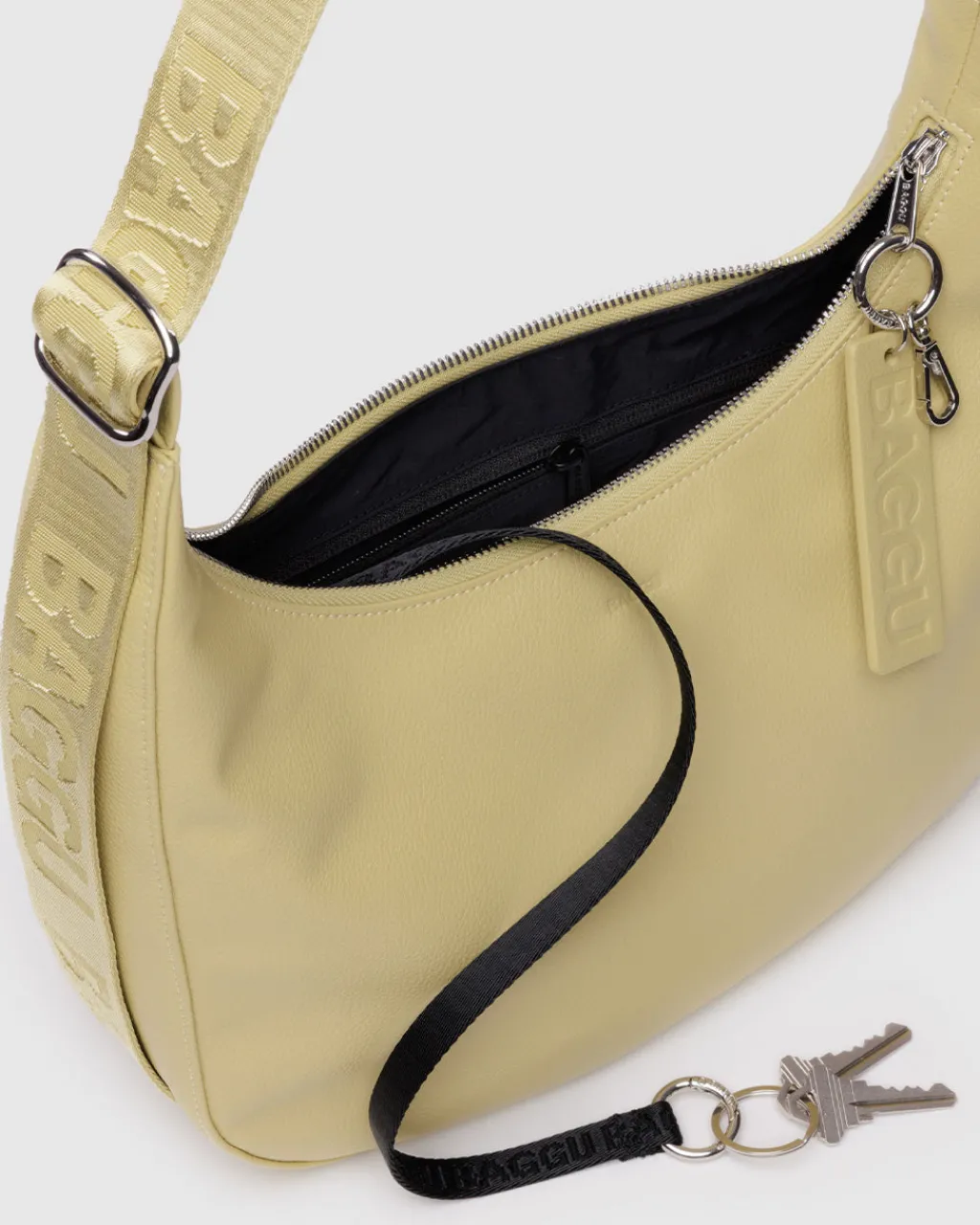 Baggu Medium Recycled Leather Crescent Bag - Straw New