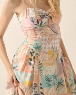 Promesa Meet Me in Miami Tropical Motif-Print Midi Dress Clearance