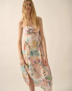 Promesa Meet Me in Miami Tropical Motif-Print Midi Dress Clearance