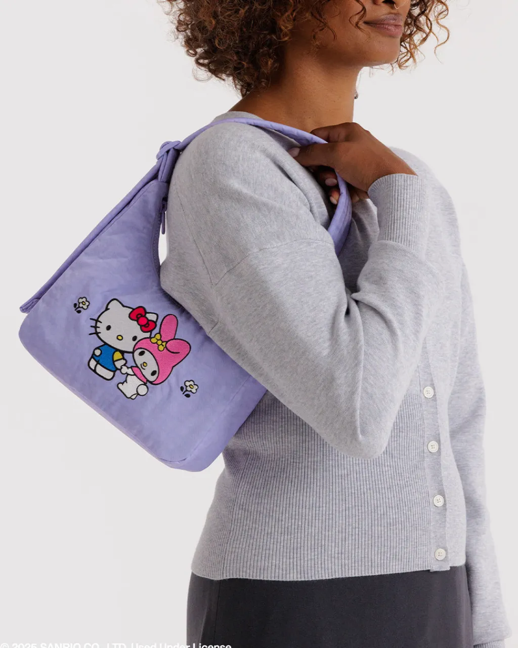 Baggu Mini Nylon Shoulder Bag - Embroidered Hello Kitty & My Melody Clearance