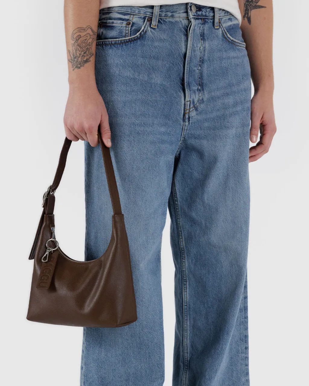 Baggu Mini Recycled Leather Shoulder Bag - Brown Hot