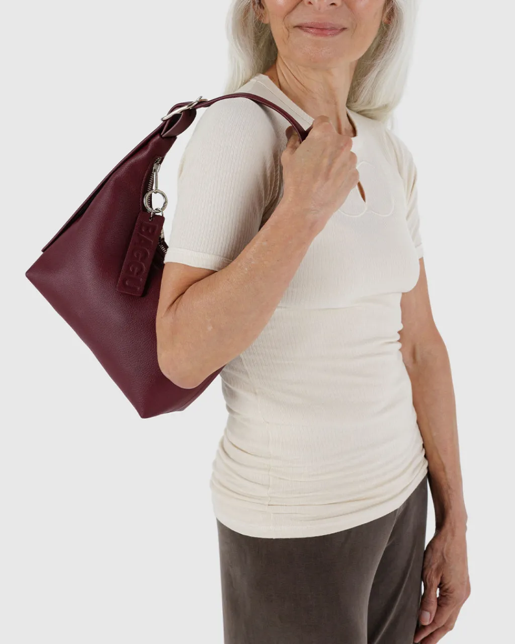 Baggu Mini Recycled Leather Shoulder Bag - Mahogany Clearance