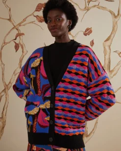 Farm Rio Mixed Mushrooms Knit Cardigan Clearance