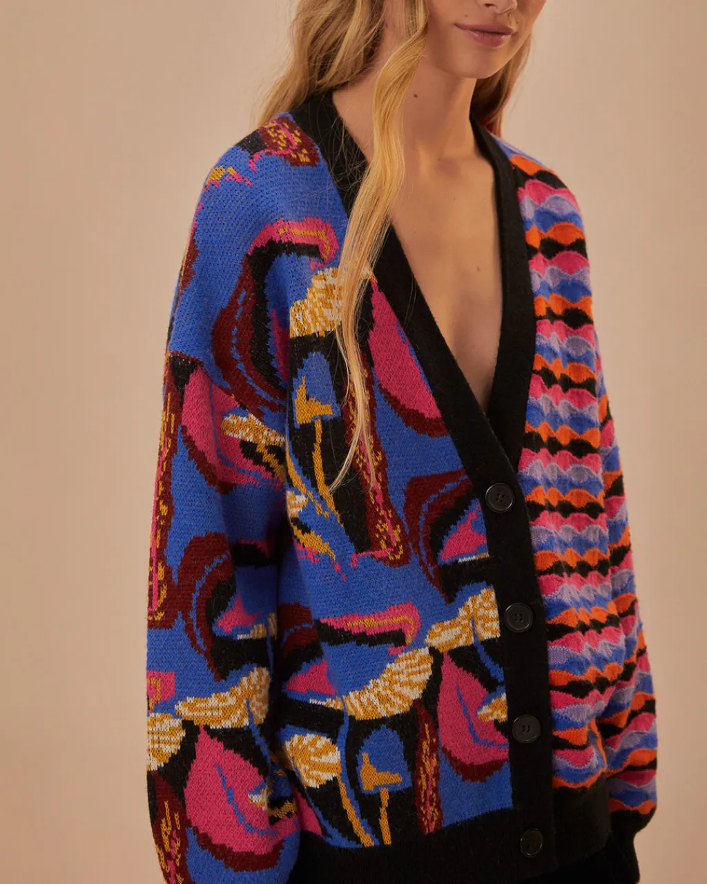 Farm Rio Mixed Mushrooms Knit Cardigan Clearance