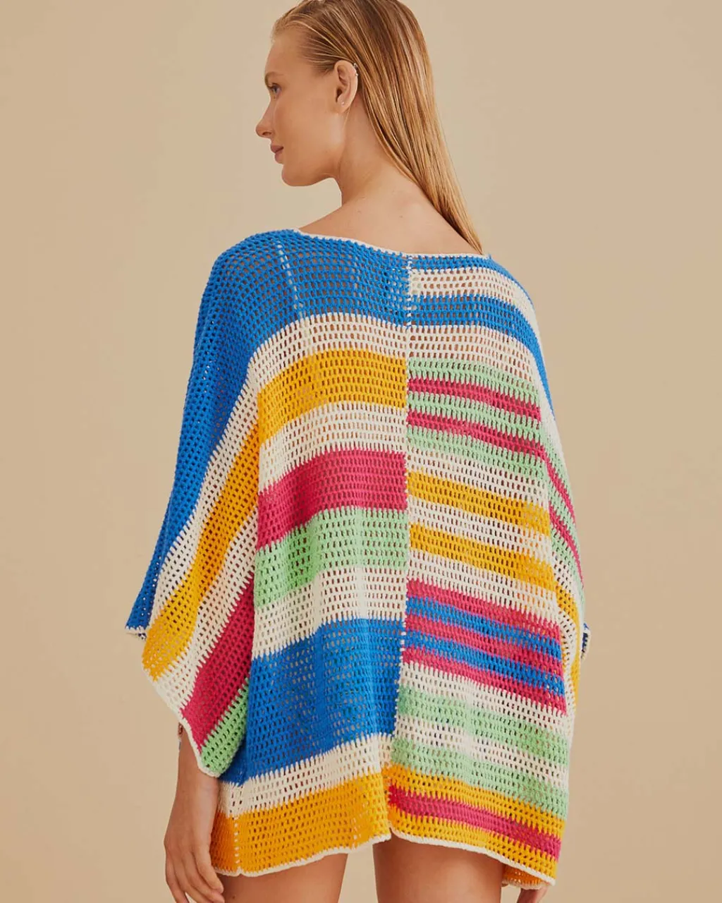 Farm Rio Mixed Stripes Crochet Kimono Clearance