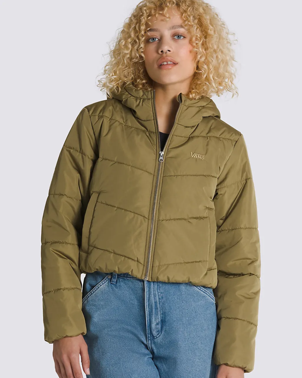 Vans MTE Aubrey Foundry Crop Puff Hood Jacket - Gothic Olive Green Hot