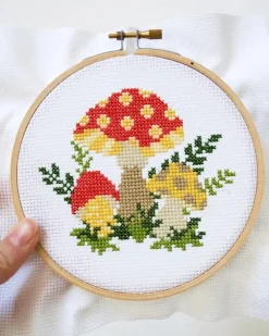 The Stranded Stitch Cross Stitch Kit Mushroom Hot