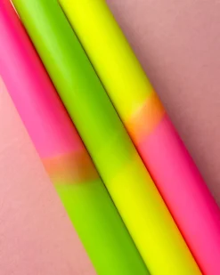 The Colour Emporium Dip Dye Dinner Candles - Set Of 3 Neon Sugar Hot