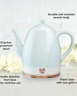Pinky Up Noelle Ceramic Electric Tea Kettle Mint Discount