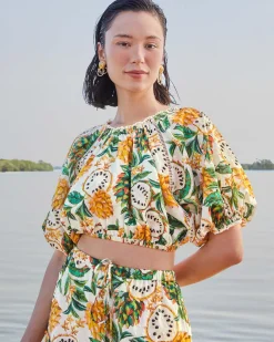 Farm Rio Off-White Biriba Cropped Top Best