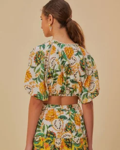 Farm Rio Off-White Biriba Cropped Top Best