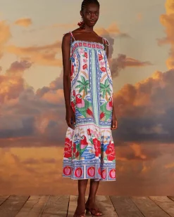 Farm Rio Off-White Flowers Beach Maxi Dress Clearance