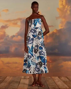 Farm Rio Off-White Mantas Organic Cotton Maxi Dress Clearance