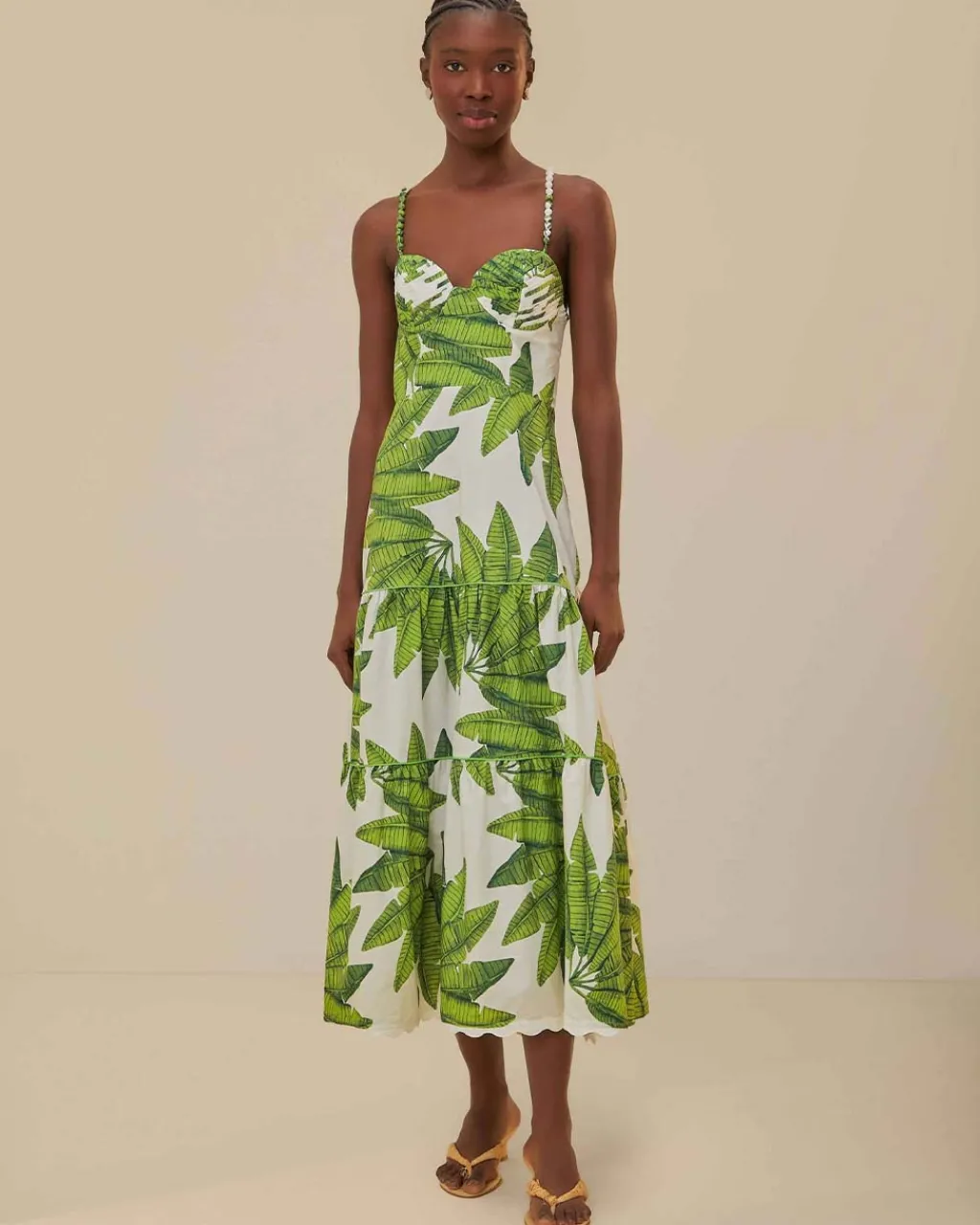 Farm Rio Off-White Palm Fan Midi Dress Sale