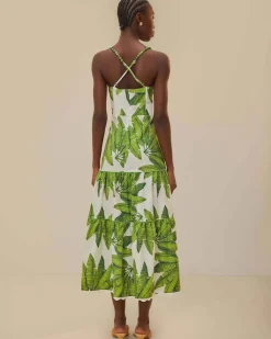 Farm Rio Off-White Palm Fan Midi Dress Sale