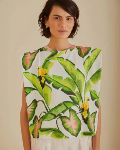 Farm Rio Off-White Summer Foliage T-Shirt Sale