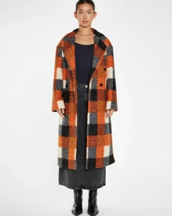 Glamorous Orange Check Oversized Coat Hot