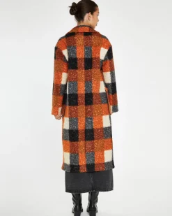 Glamorous Orange Check Oversized Coat Hot