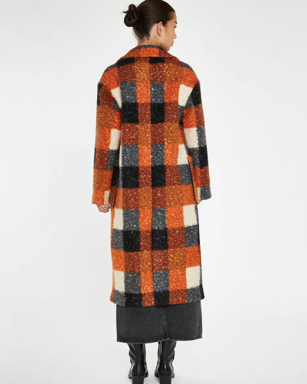 Glamorous Orange Check Oversized Coat Hot