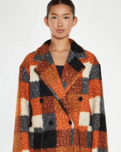 Glamorous Orange Check Oversized Coat Hot