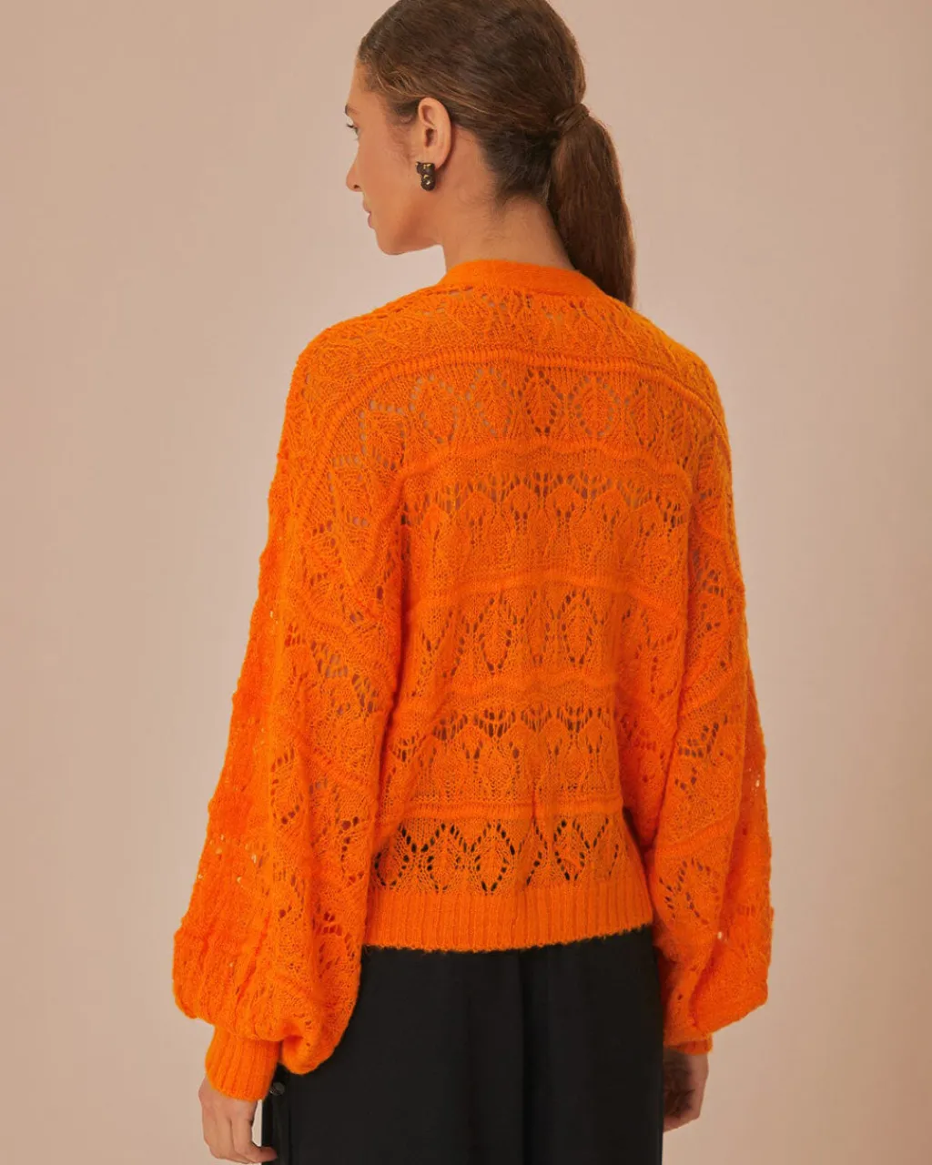 Farm Rio Orange Textured Knit Cardigan Online