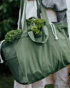 OMOM Organic Cotton Low Tote Bag - Green Clearance