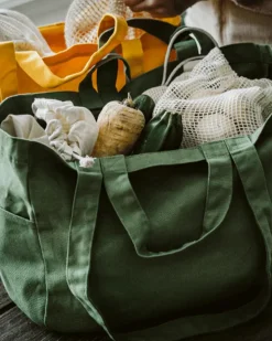 OMOM Organic Cotton Low Tote Bag - Green Clearance