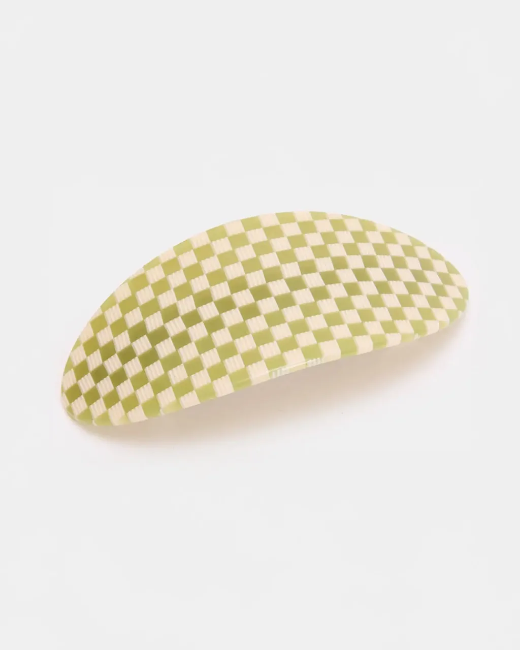 Chunks Oval Barrette - Olive Check New