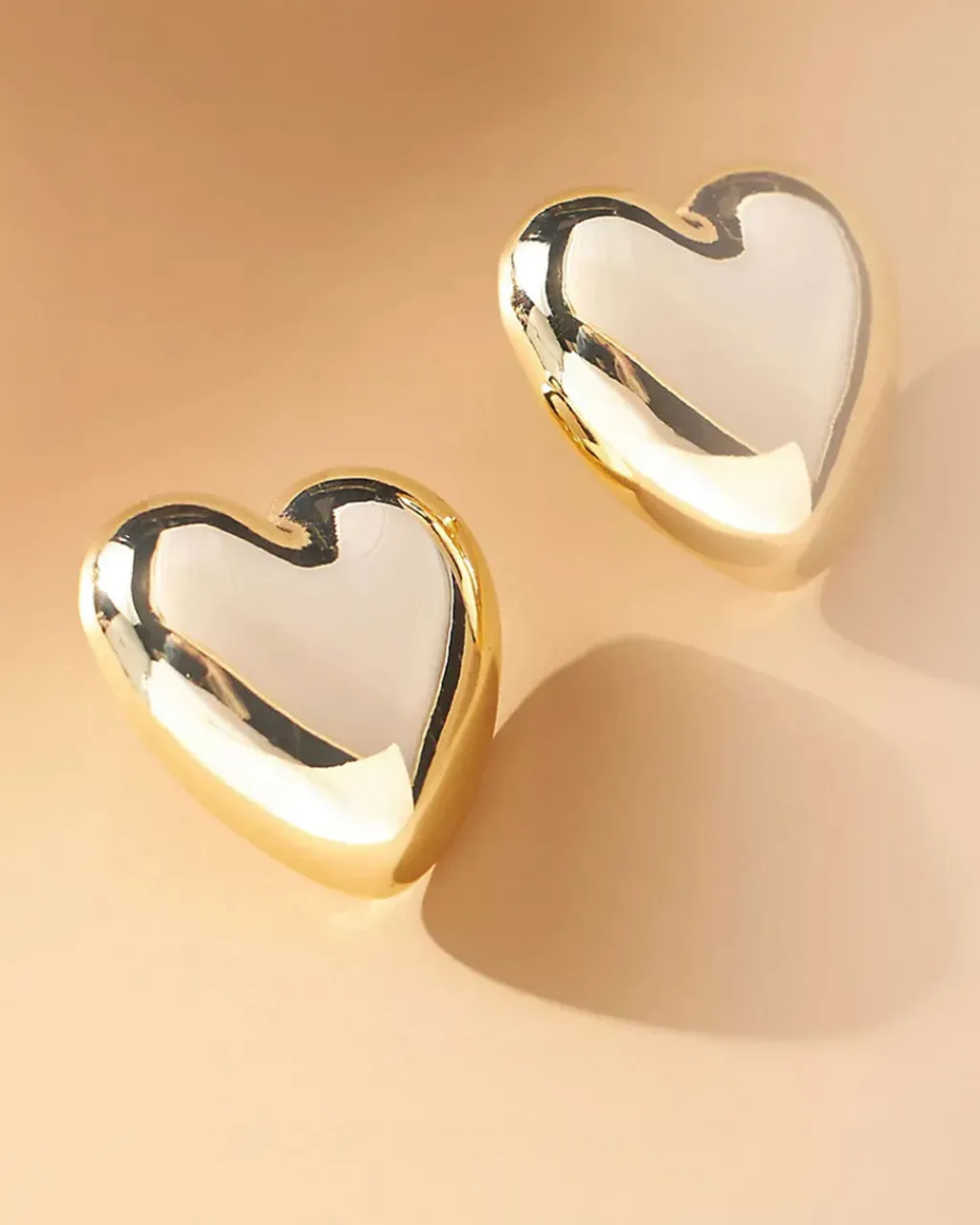 HoopLa Style Oversized Gold Puffy Heart Earrings Hot