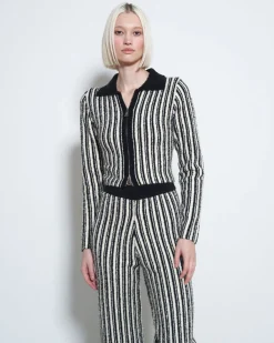 Rationalle Penny Knit Pant - Black Stripe Hot