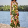 Farm Rio Pink Banana Leaves Sleeveless Maxi Dress Discount