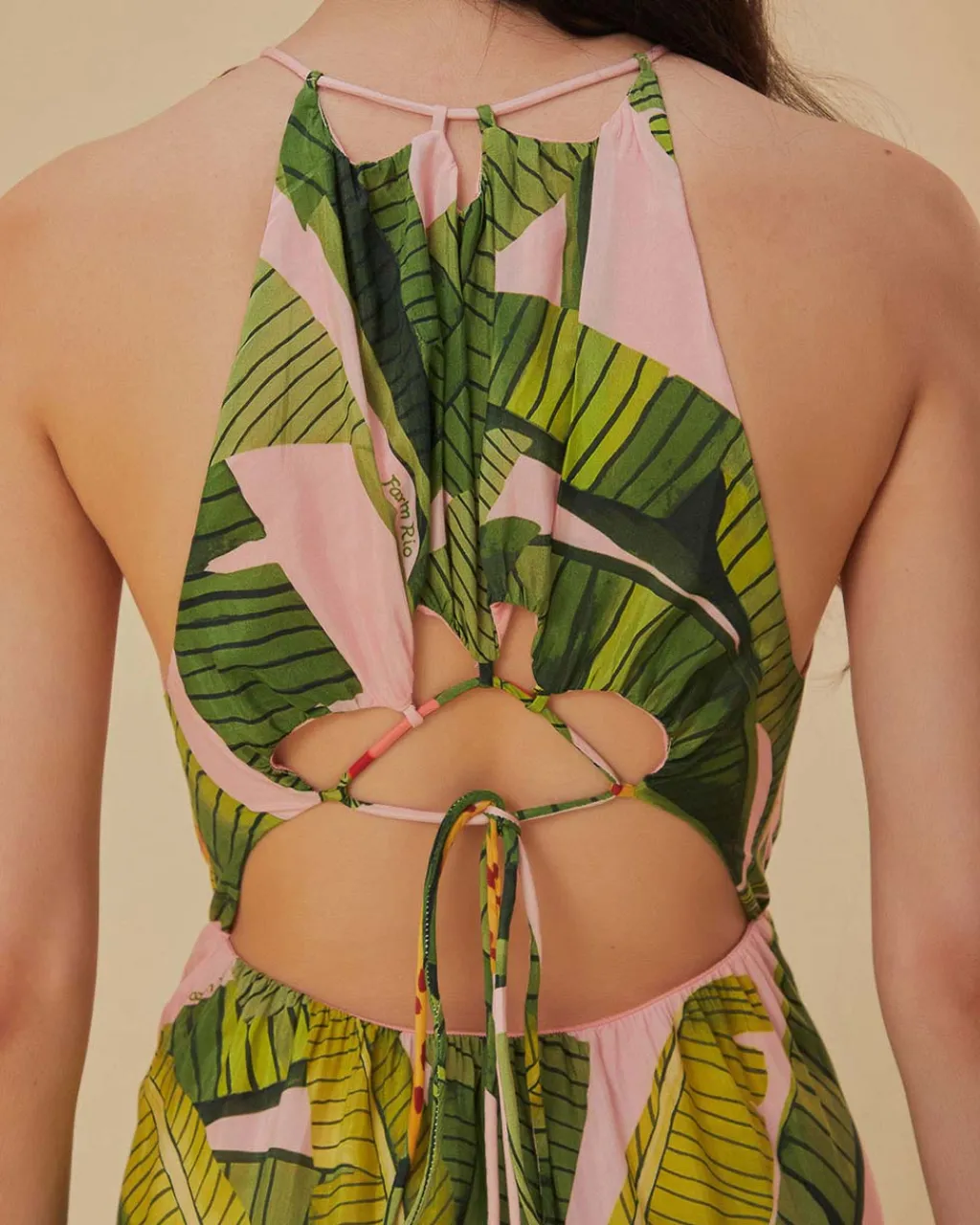 Farm Rio Pink Banana Leaves Sleeveless Maxi Dress Discount