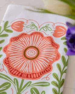 Gingiber Tea Towel Pink Poppy Hot
