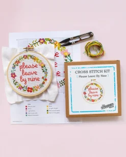 The Stranded Stitch Cross Stitch Kit Please Leave By Nine New