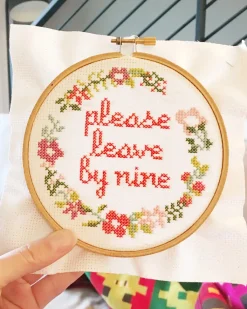 The Stranded Stitch Cross Stitch Kit Please Leave By Nine New