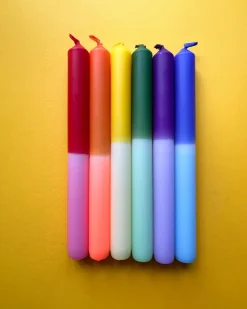 The Colour Emporium Rainbow Block Dip Dye Dinner Candles - Set Of 6 Discount
