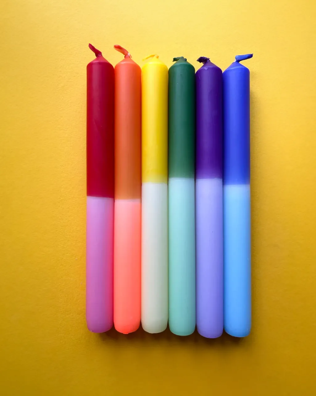The Colour Emporium Rainbow Block Dip Dye Dinner Candles - Set Of 6 Discount