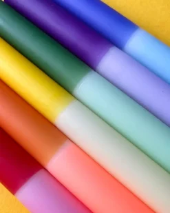 The Colour Emporium Rainbow Block Dip Dye Dinner Candles - Set Of 6 Discount